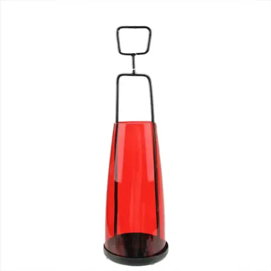 14.5" Retro Glass Tea Light Candle Holder, Red {1}