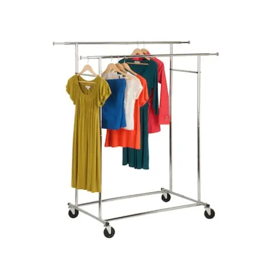 Honey Can Do 74.5" Chrome Collapsible Dual Bar Garment Rack {3}