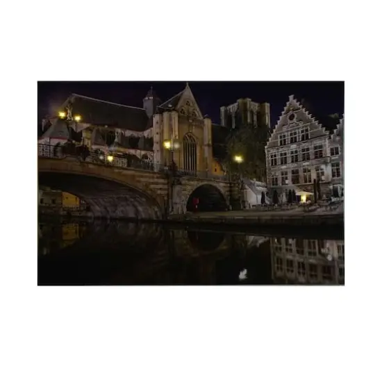 LED Lighted St. Michael's Bridge and Church in Ghent Wall Art {3}