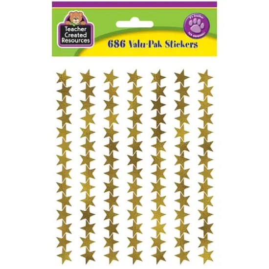 Teacher Created Resources Gold Foil Stars Valu-Pak Stickers, 6 Packs of 686 {1}
