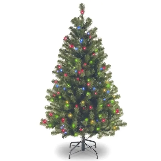 4.5ft. Pre-Lit North Valley&trade; Spruce Medium Artificial Christmas Tree, Multicolor Lights {1}