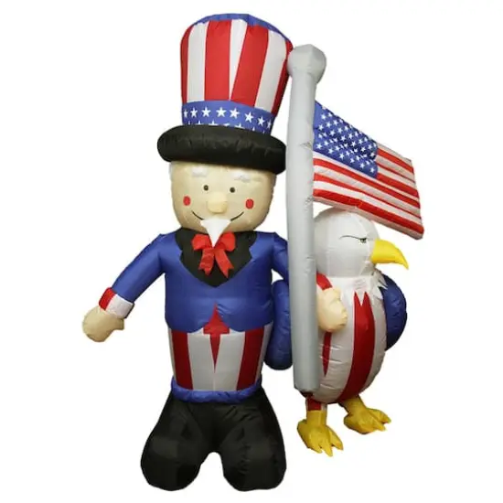 70" Uncle Sam with American Flag & Bald Eagle Lighted Yard Inflatable {1}