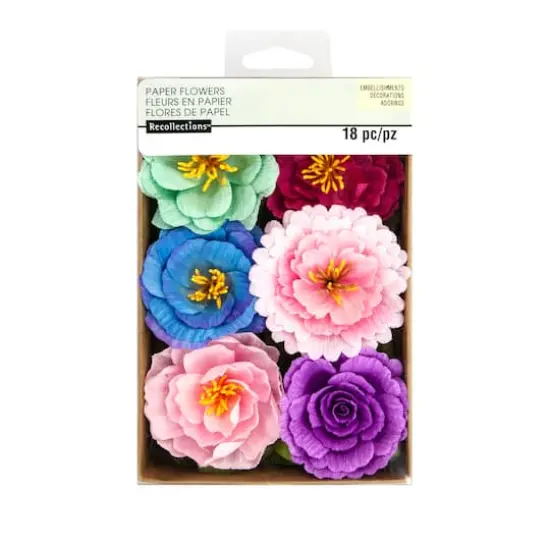 Mint, Blue & Pink Crepe Flowers by Recollections&trade; {4}