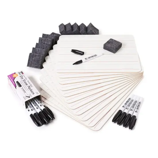 Lined 1-Sided Boards Dry Erase Classpack with Markers & Erasers, Pack of 12 {1}