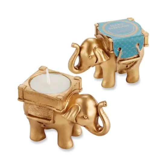 Kate Aspen&reg; Lucky Elephant Golden Tealight Holder, 6ct. {1}