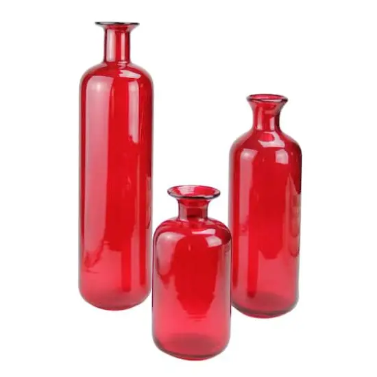 Translucent Candy Apple Red Glass Bottle Set {5}