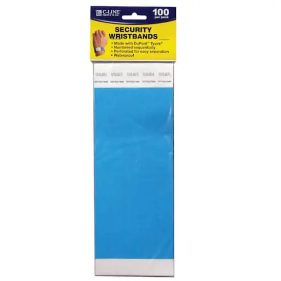 C-Line® DuPont™ Tyvek® Security Wristbands, Pack of 100 Blue {1}