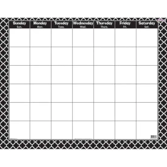 Moroccan Black Wipe-Off&reg; Calendar, Monthly, Pack of 6 {1}