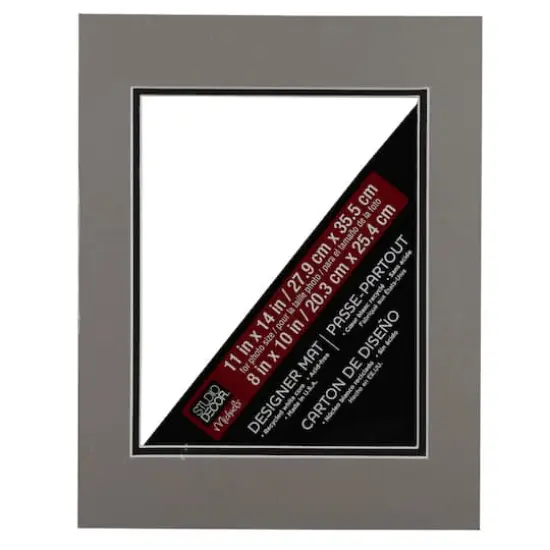 11" x 14" Double Mat By Studio D&eacute;cor&reg;, 8" x 10" Opening Steel Gray {1}
