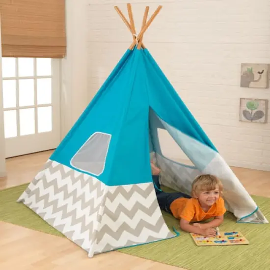 KidKraft Play Teepee, Turquoise & Gray Chevron {4}