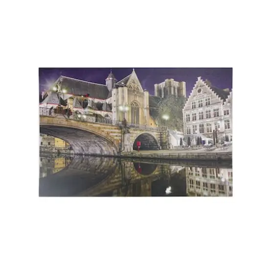 LED Lighted St. Michael's Bridge and Church in Ghent Wall Art {1}