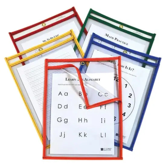 C-Line&reg; Super Heavyweight Plus Reusable Dry Erase Pockets, Box of 25 {1}