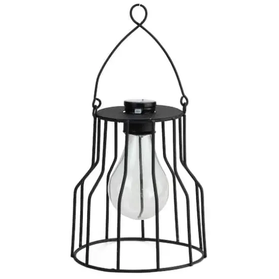 6.25" Black Wire Solar Powered LED Patio Lantern {1}