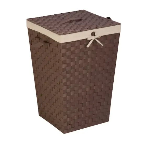 Honey Can Do Java Brown Decorative Woven Hamper with Lid {1}