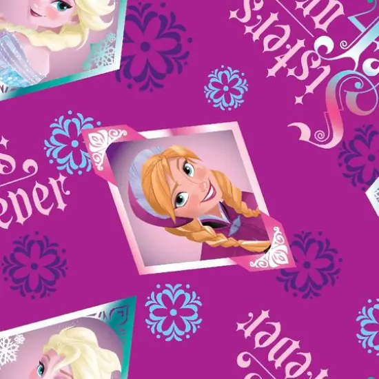 Disney&reg; Frozen Sisters Forever Floral Badge T Purple Quilting Cotton Fabric {1}