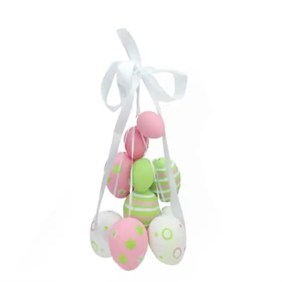 Pastel Pink, Green and White Easter Egg Cluster Hanging Decoration {1}