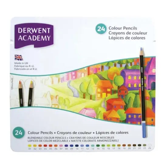 Derwent&reg; Academy Colored Pencil 24 Color Tin Set {3}