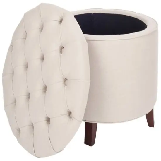 Amiela Tufted Ottoman in Beige {3}