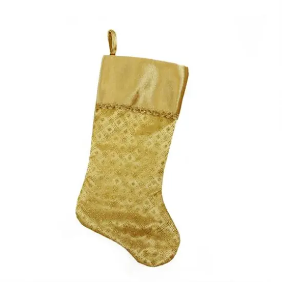 20.5" Gold Glitter Star Christmas Stocking {1}
