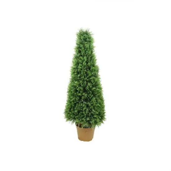 4ft Two-Tone Cypress Tower Cone Topiary {1}