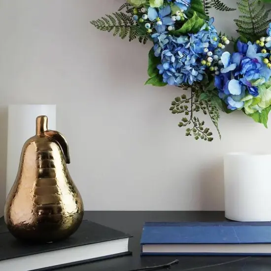 24" Blue & Green Hydrangea & Berry Wreath {4}