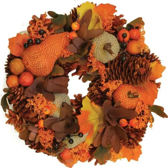 10" Autumn Harvest Gourds & Berries Thanksgiving Wreath {1}