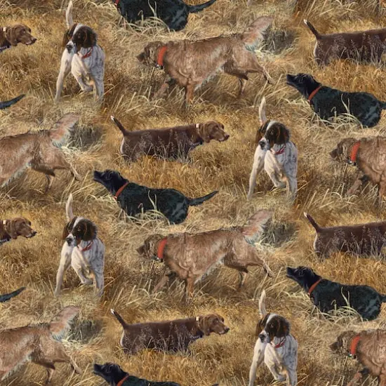 Wild Wings Dog Days in the Fields Brown Quilting Cotton Fabric {1}