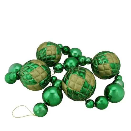 6' Oversized Shatterproof Shiny Green Ball Garland with Gold Glitter {1}