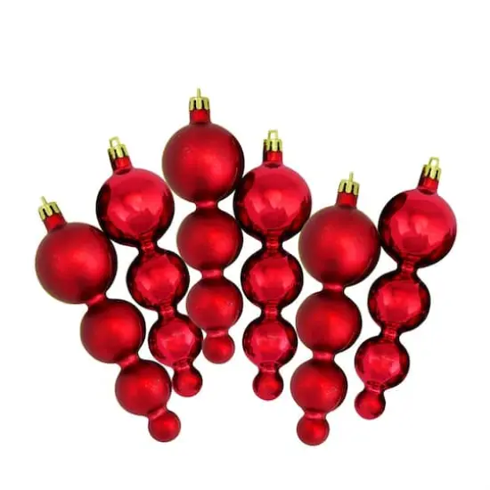 6ct Shiny & Matte 5.75" Finial Shatterproof Ornaments, Red Hot {1}