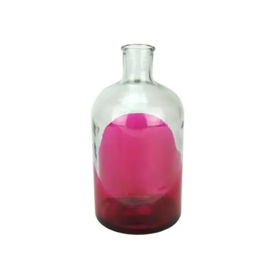 8.75" Fancy Fair Spanish Glass Vase, Pink & Clear {1}