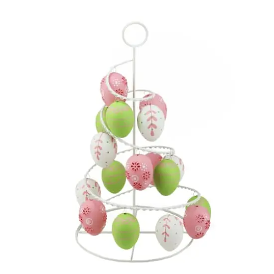 Pastel Pink, White and Green Floral Cut-Out Easter Egg Tree {3}