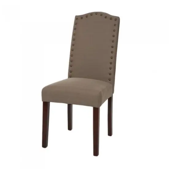 Glitzhome® Tan Upholstered Dining Chairs with Studded Decoration, Set of 2 {3}