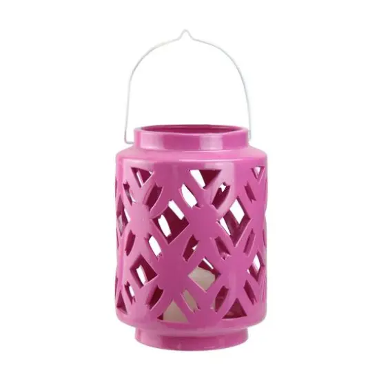 7" City Chic Pastel Fuchsia Floral Tea Light Candle Holder {1}
