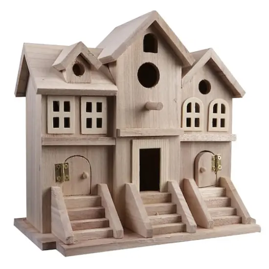9.5" Brownstone Wood Birdhouse by Make Market® {4}