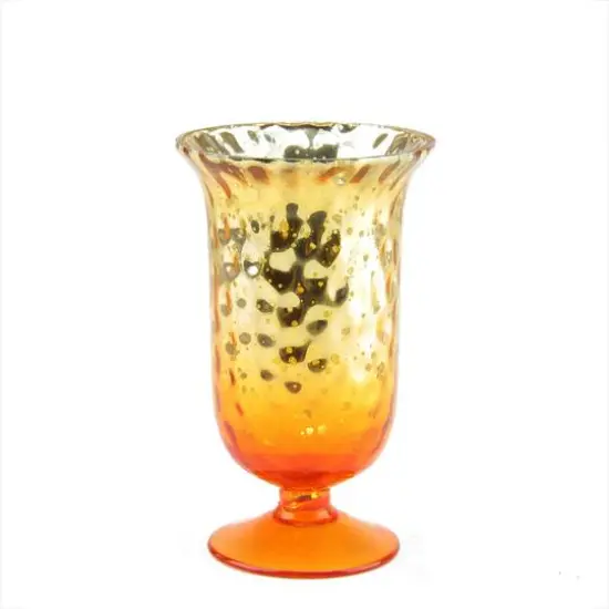 5.5" Glass Votive Candle Holder, Amber Orange Ombre & Silver Mercury {1}