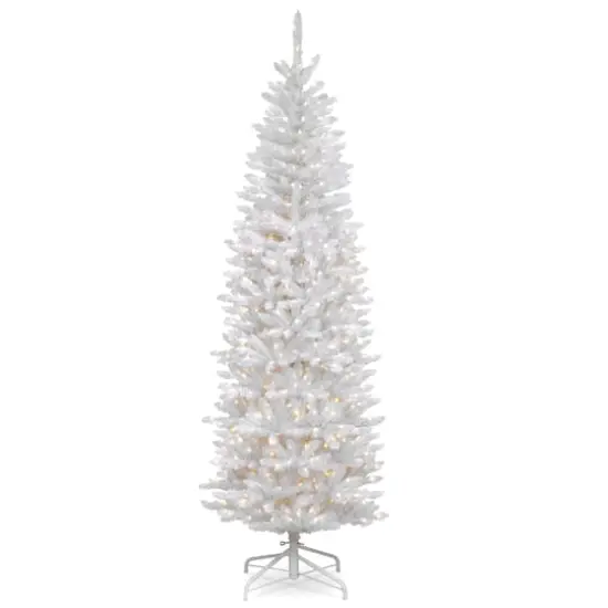 7.5 ft. Pre-Lit Kingswood&trade; White Fir Pencil Artificial Christmas Tree, Clear Lights {1}