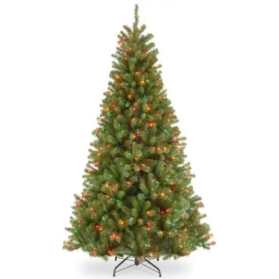 7.5 ft. Pre-lit Hinged North Valley Spruce Medium Artificial Christmas Tree, Multicolor Lights {1}