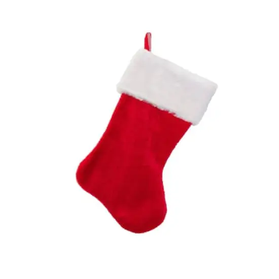 17.5" Traditional Red & White Plush Christmas Stocking {1}