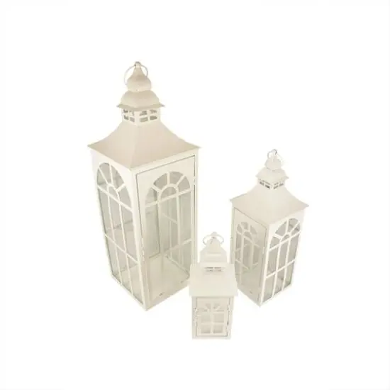 White Asian-Inspired Candle Holder Lantern Set, 12.5"-26" {1}