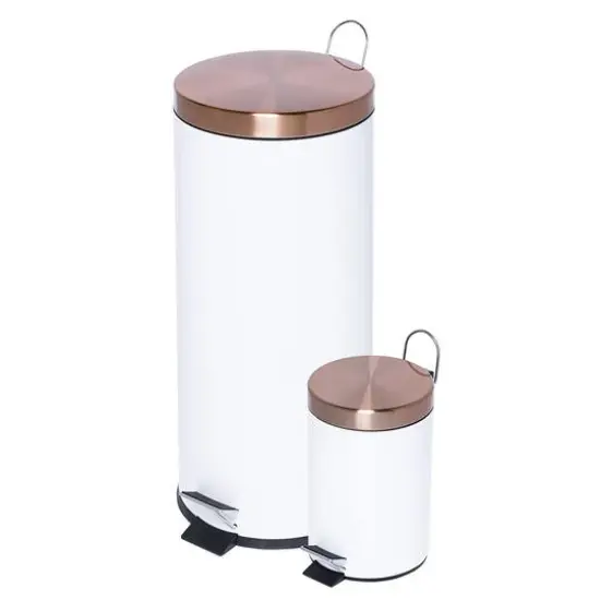 Honey Can Do White Round Soft Close Trash Can Set, 30L & 3L {1}