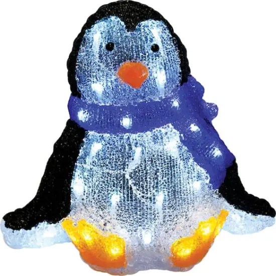 11.5" Lighted Commercial Grade Acrylic Sitting Baby Penguin Christmas Display Decoration {1}