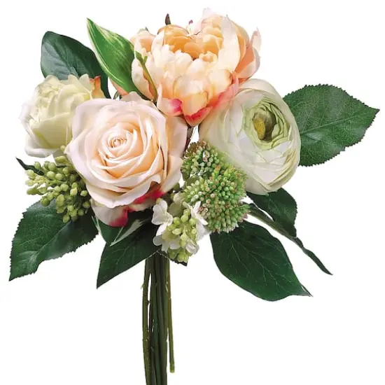 Peach & Green Peony, Rose & Lilac Bouquet {1}