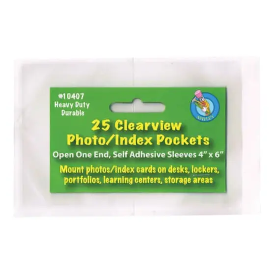 Ashley Productions Photo/Index Card Clear Pockets, 5 Packs of 25 {1}