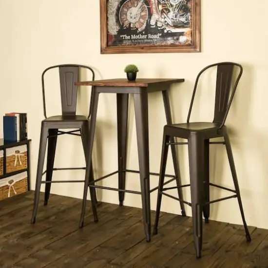 Glitzhome&reg; Metal & Wood Bistro Pub Bar Table {6}