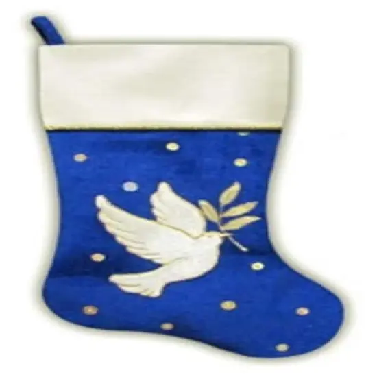 20.5" Royal Blue Velvet Dove Christmas Stocking {1}
