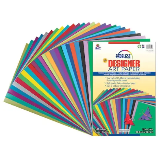 Pacon&reg; Fadeless&reg; 12" x 18" Assorted Designer Paper, 100 Pack {1}