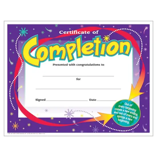 Trend Enterprises&reg; 8.5" x 11" Colorful Classic Certificate of Completion, 6 Pack Bundle {1}