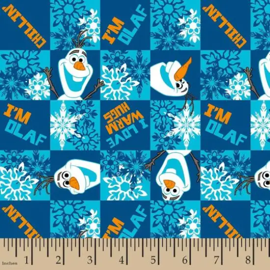 Disney Frozen Olaf Chillin Flannel Fabric by the Yard {1}