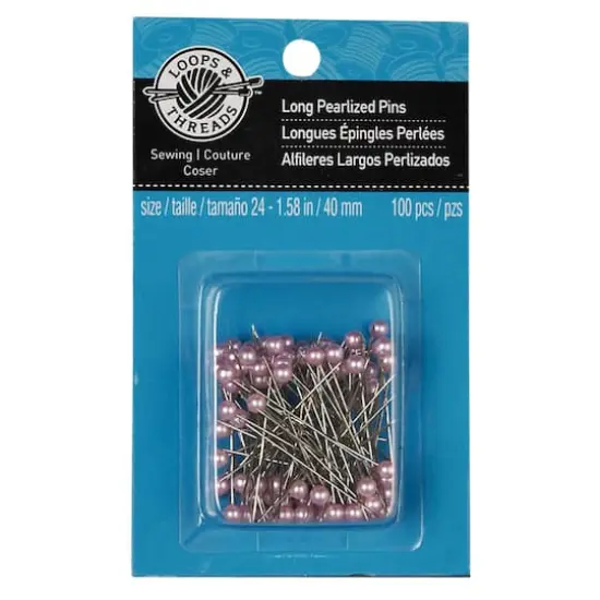 Loops & Threads&trade; Long Pearlized Pins Pink {4}