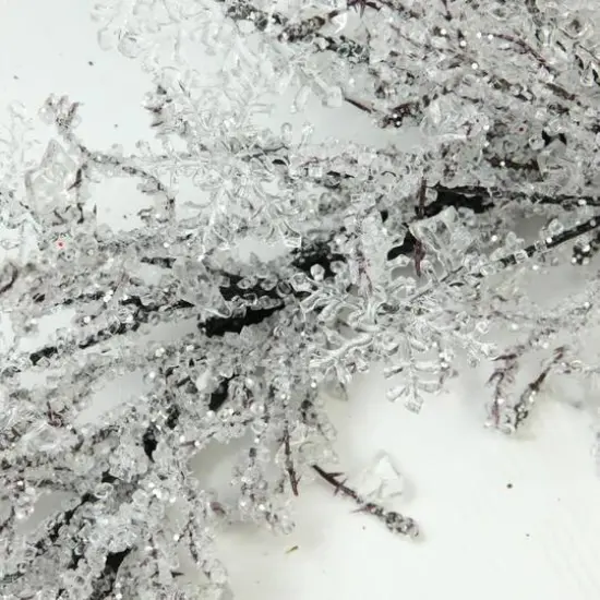 22" Clear Ice & Snowflakes Black Twigs Wreath {3}